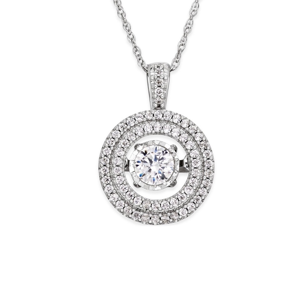 Diamond Halo Pendant Necklace(1/3 ct)10kWhite Gold